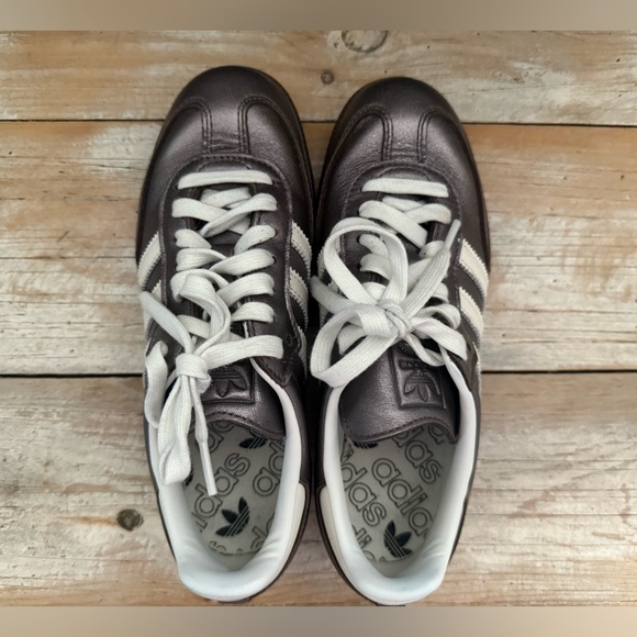 Women’s Adidas Sambas Metallic Purple and White Sneakers - Picture 3 of 5